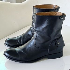 Frye Black Leather Ankle Boots